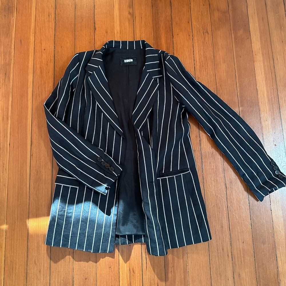 Reformation Verano Striped Linen Blazer